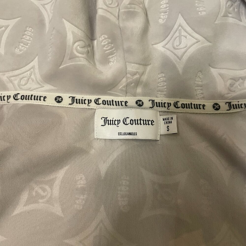 Juicy Couture gray embossed velour zip-front hoodie w/rhinestone details - Picture 10 of 12